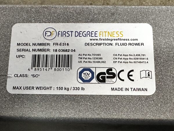 First Degree Fitness Water Rower FR-E316 - Image 6