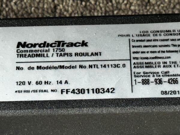 NordicTrack Commercial 1750 Treadmill - used NOT for Commercial usage - Image 5